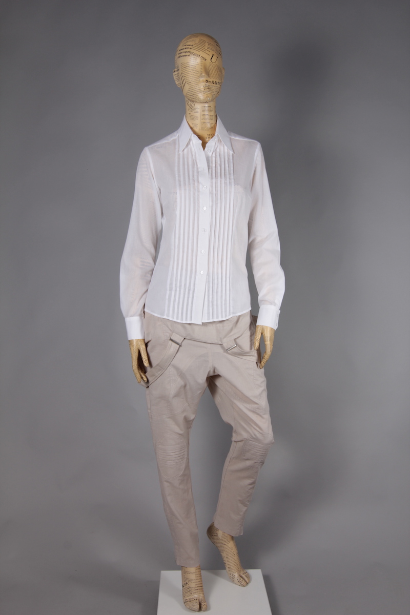 WHITE SHIRT WITH FRILLS ON CHEST