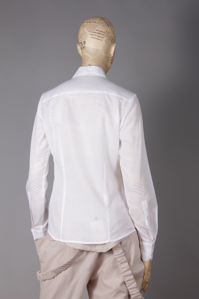 WHITE SHIRT WITH FRILLS ON CHEST